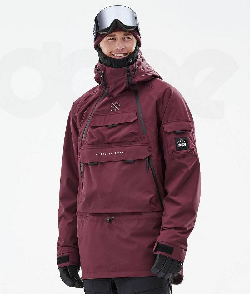 Burgundy Men\'s Dope Akin Ski Jackets | India_D2427