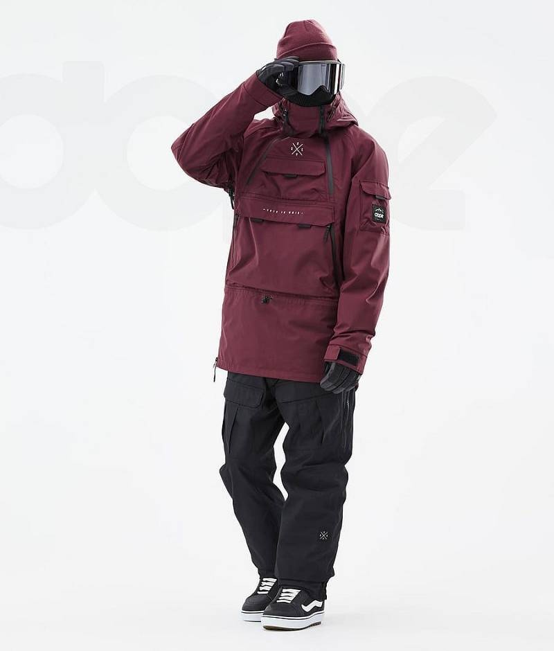 Burgundy Men's Dope Akin Snowboard Jackets | India_D1393