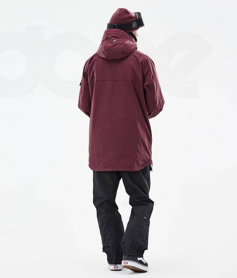 Burgundy Men's Dope Akin Snowboard Jackets | India_D1393