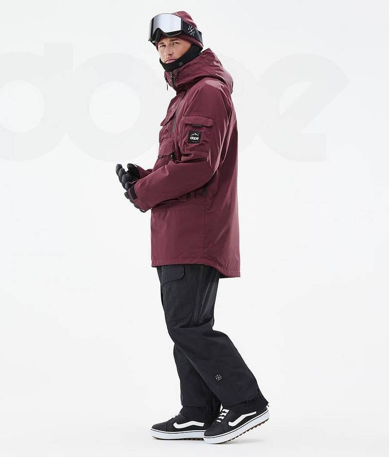 Burgundy Men's Dope Akin Snowboard Jackets | India_D1393