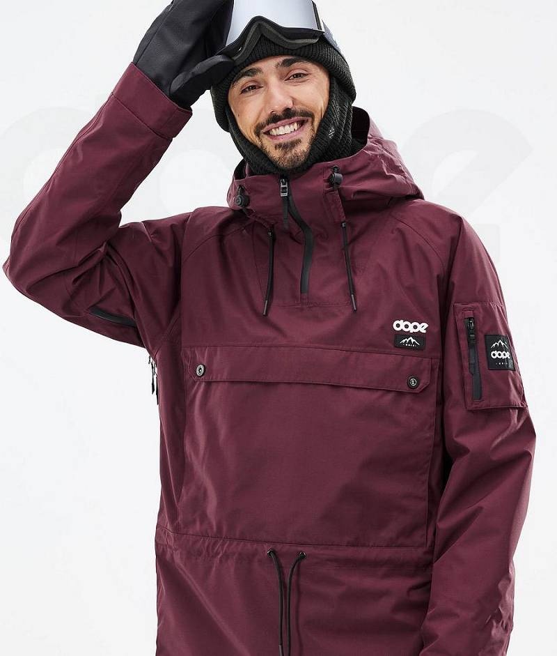 Burgundy Men's Dope Annok Snowboard Jackets | India_D1316