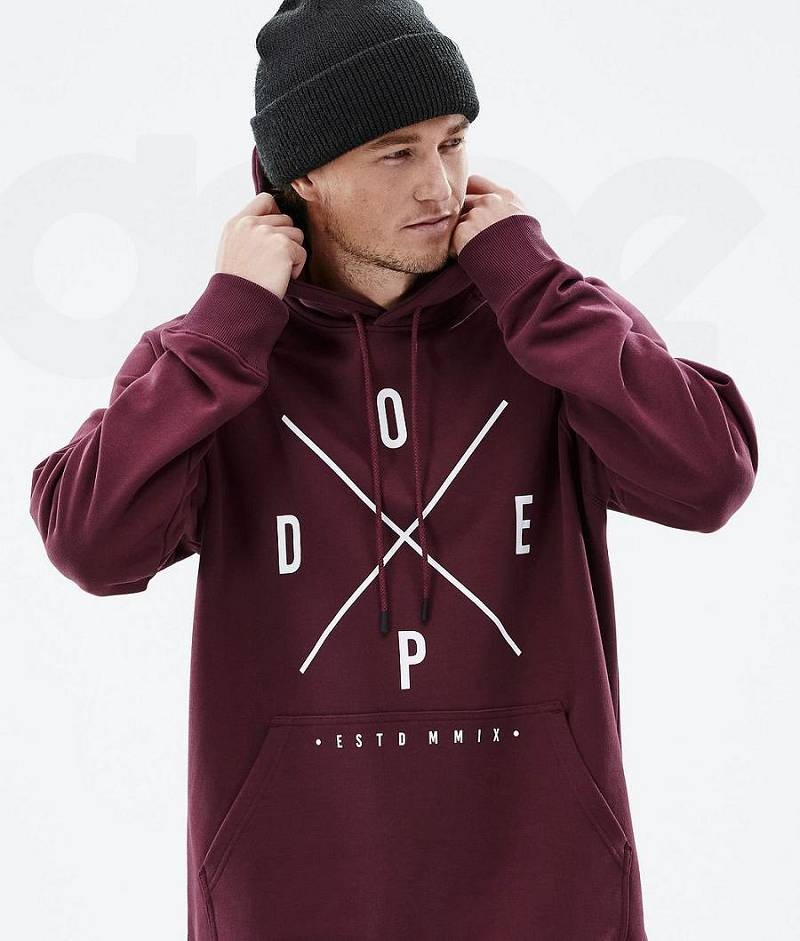 Burgundy Men's Dope Common Hoodies | India_D1595