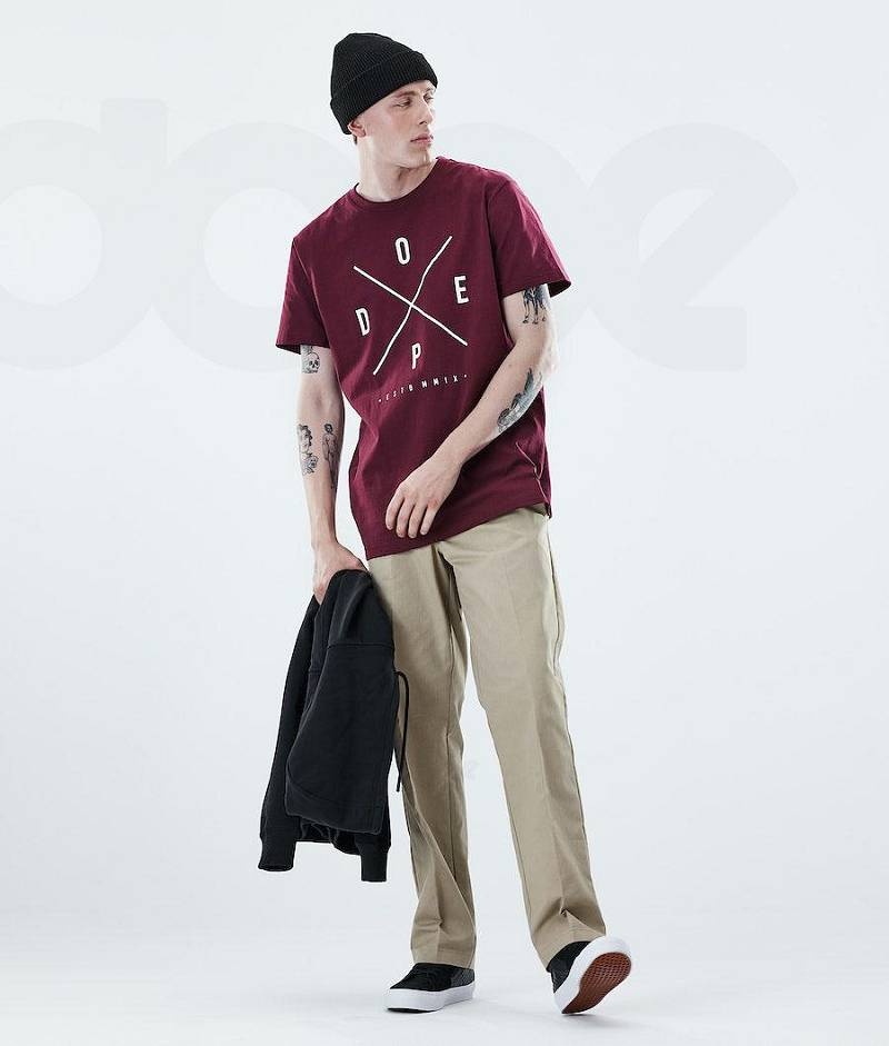 Burgundy Men's Dope Daily T-shirts | India_D1026