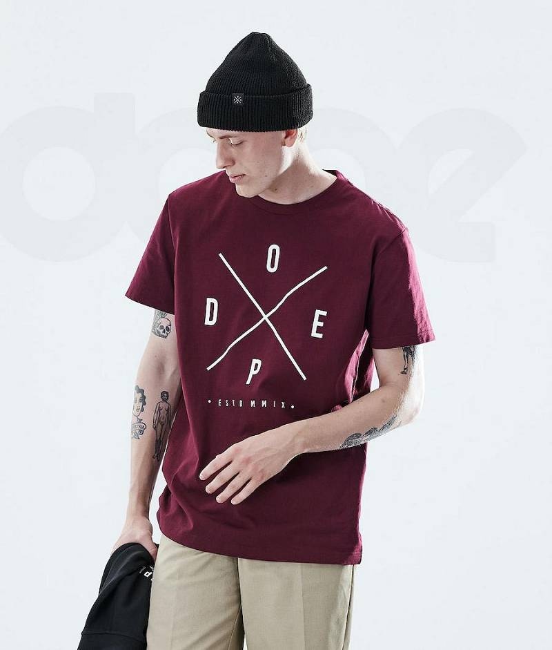 Burgundy Men\'s Dope Daily T-shirts | India_D1026