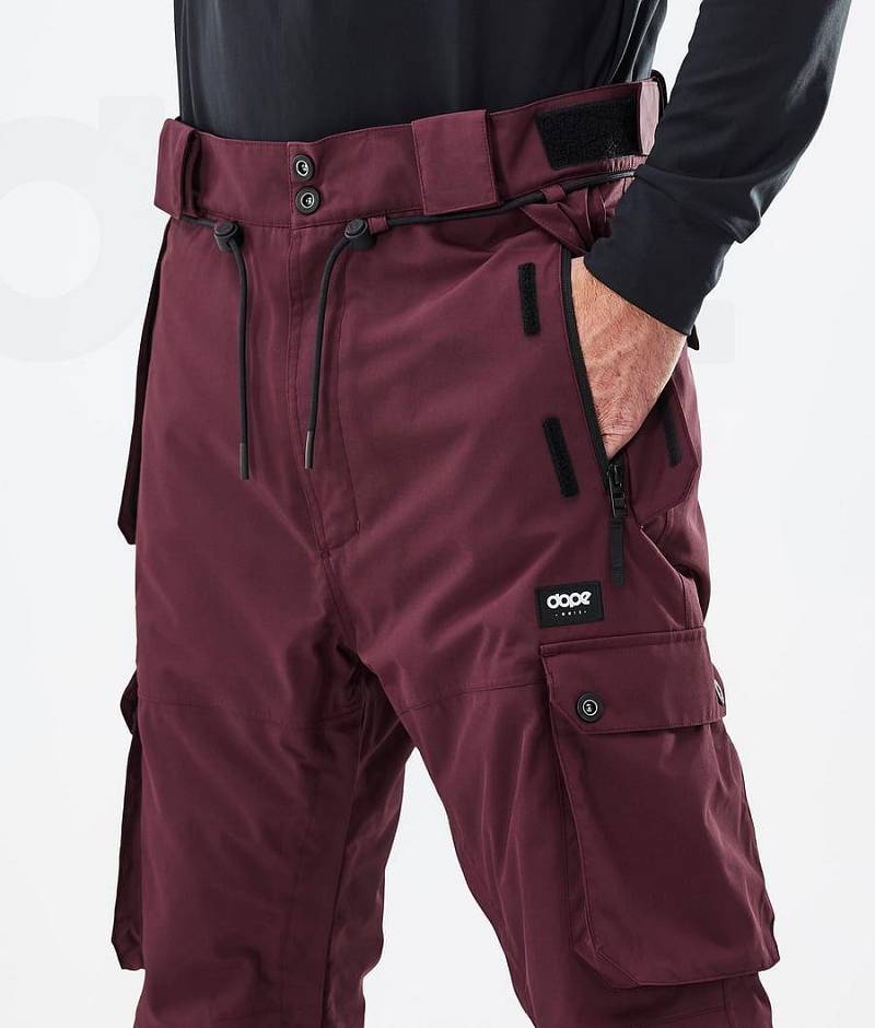 Burgundy Men's Dope Iconic Snowboard Pants | India_D1015