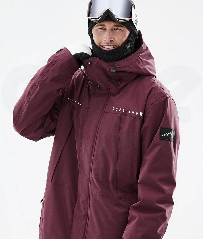 Burgundy Men's Dope Ranger Snowboard Jackets | India_D2083