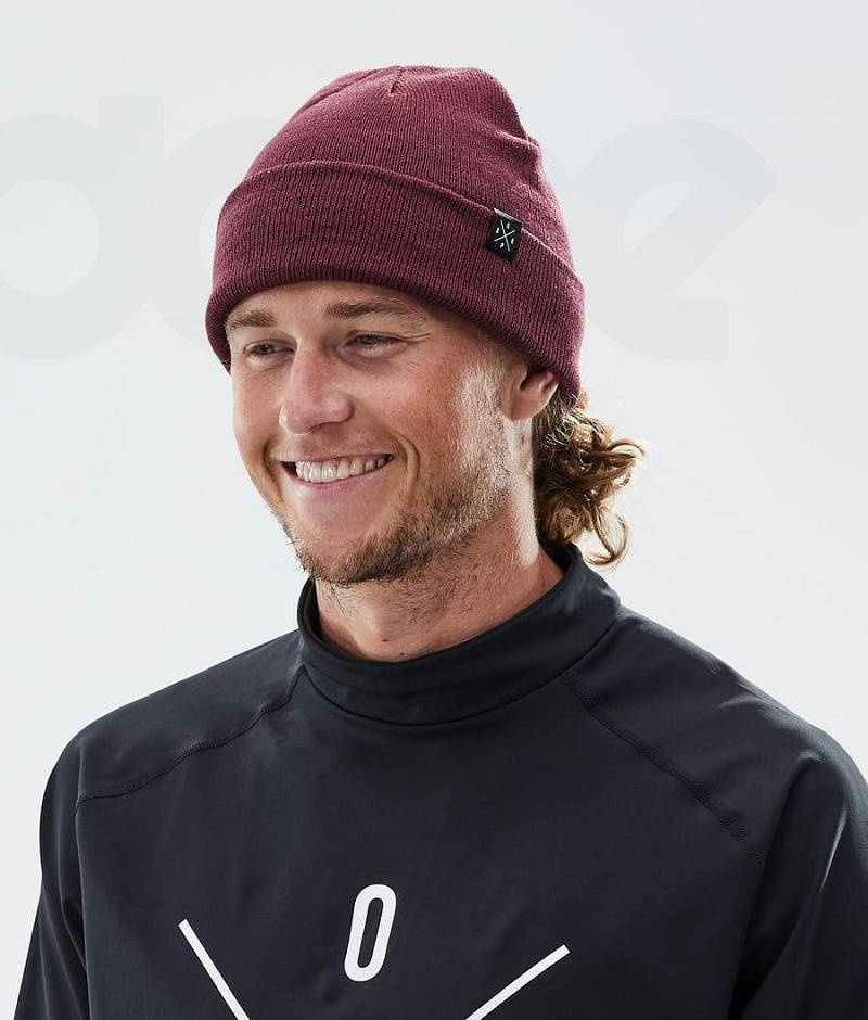 Burgundy Men's Dope Solitude Beanies | India_D1021