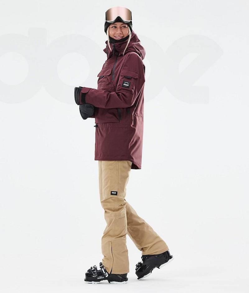 Burgundy Women's Dope Akin W 2021 Ski Jackets | India_D1832