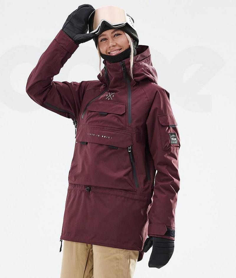 Burgundy Women\'s Dope Akin W 2021 Ski Jackets | India_D1832