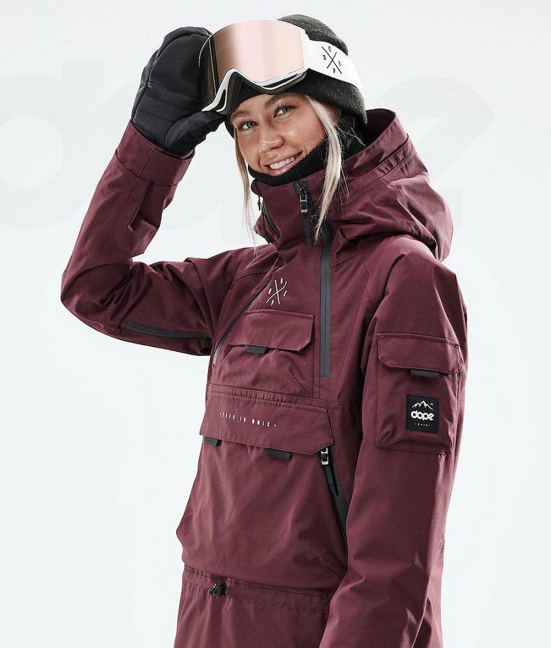 Burgundy Women's Dope Akin W 2021 Snowboard Jackets | India_D1889