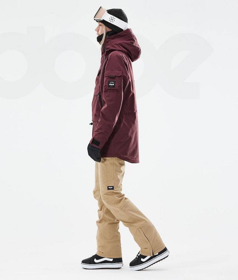 Burgundy Women's Dope Akin W 2021 Snowboard Jackets | India_D1889