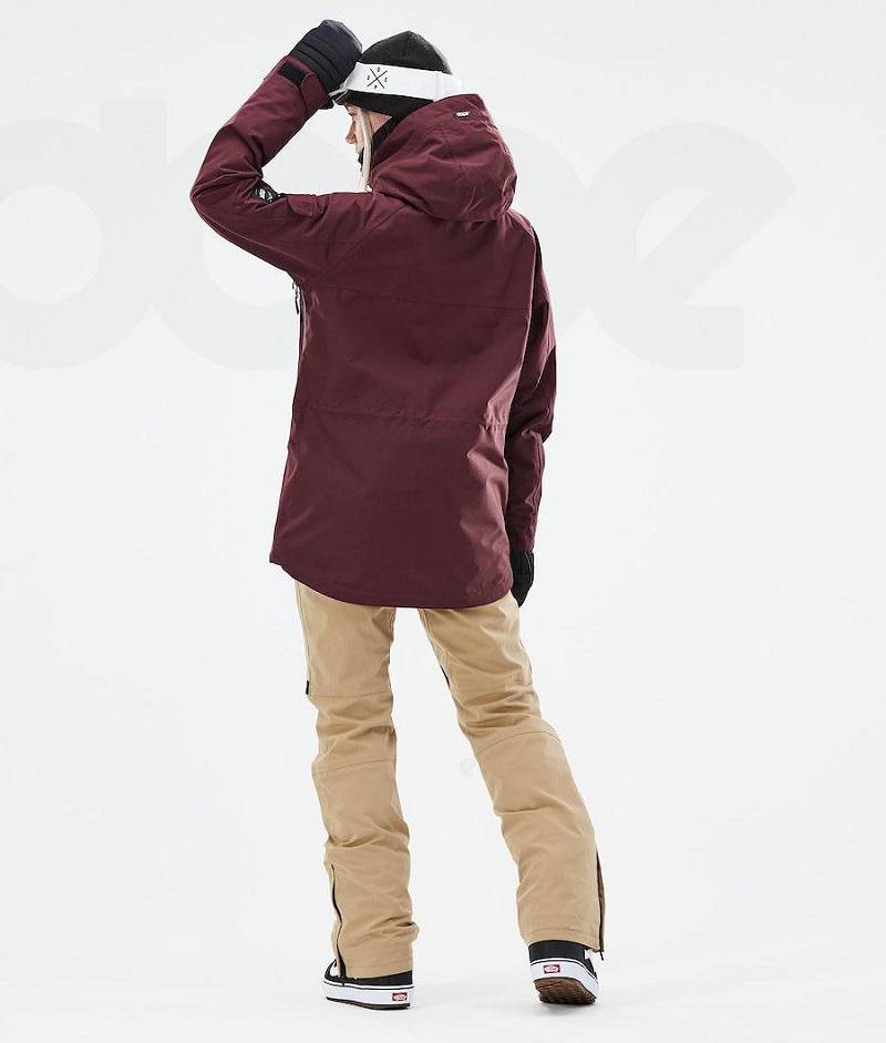 Burgundy Women's Dope Akin W 2021 Snowboard Jackets | India_D1889