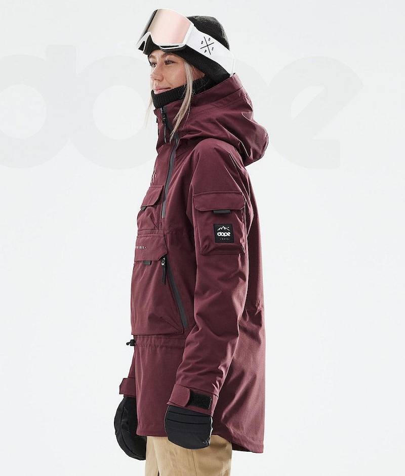 Burgundy Women's Dope Akin W 2021 Snowboard Jackets | India_D1889