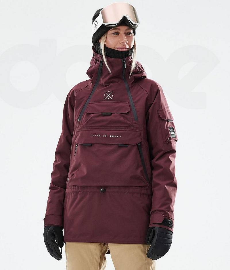 Burgundy Women\'s Dope Akin W 2021 Snowboard Jackets | India_D1889