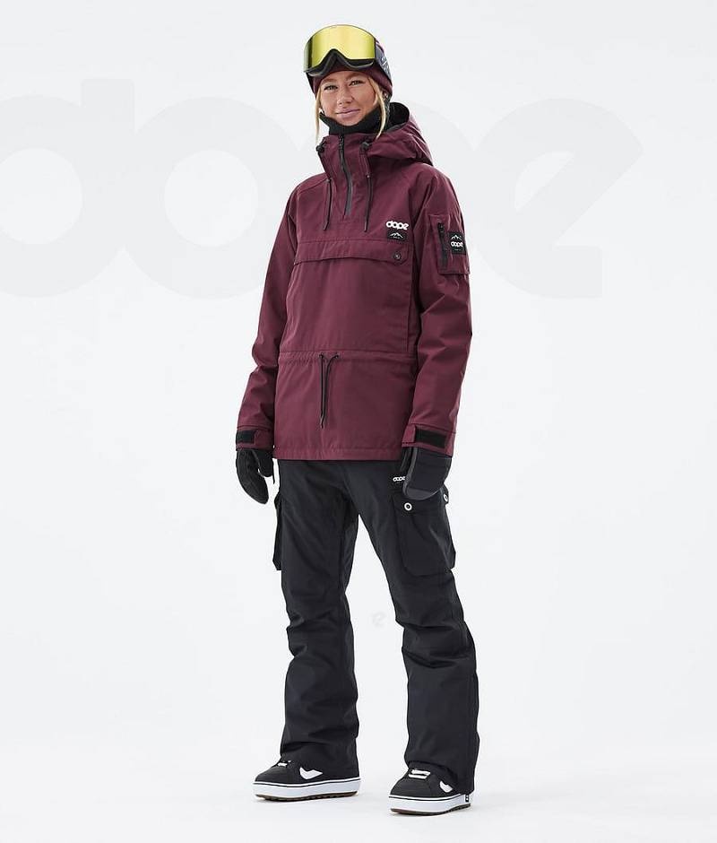 Burgundy Women's Dope Annok W Snowboard Jackets | India_D2077