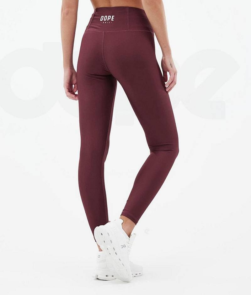 Burgundy Women's Dope Lofty Leggings | India_D1497