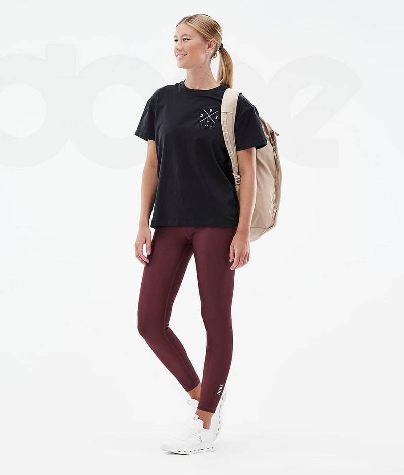 Burgundy Women's Dope Lofty Leggings | India_D1497