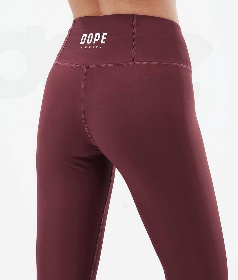 Burgundy Women's Dope Lofty Leggings | India_D1497