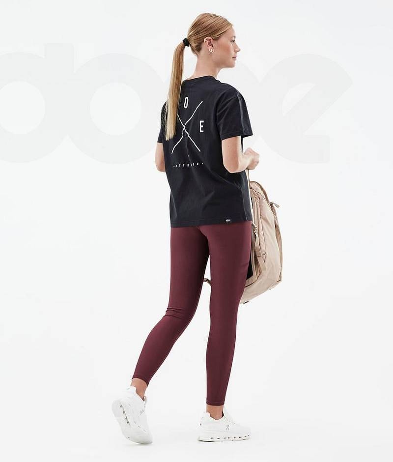 Burgundy Women's Dope Lofty Leggings | India_D1497