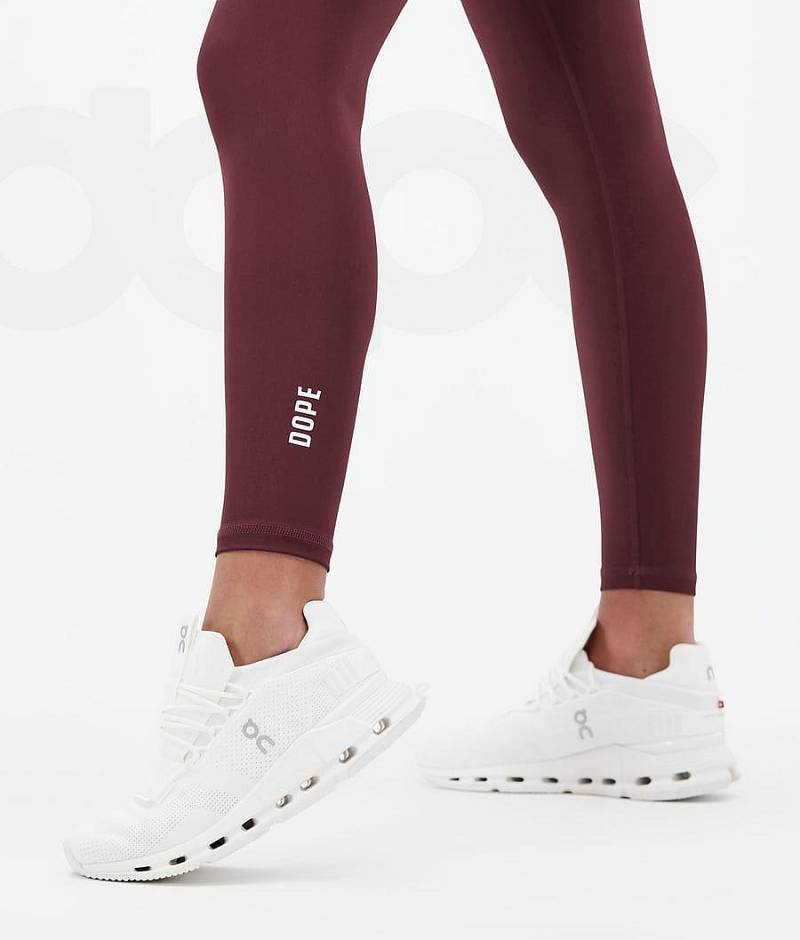 Burgundy Women's Dope Lofty Leggings | India_D1497