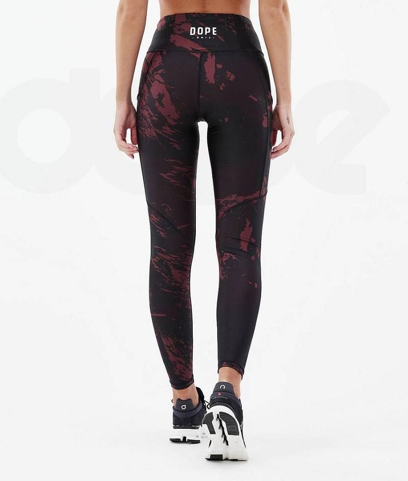 Burgundy Women's Dope Lofty Tech Leggings | India_D2261