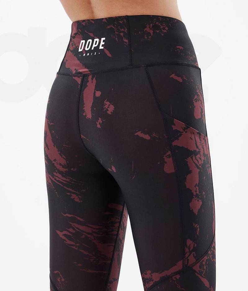 Burgundy Women's Dope Lofty Tech Leggings | India_D2261