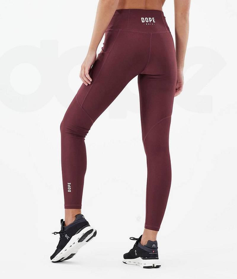 Burgundy Women's Dope Lofty Tech Leggings | India_D2004