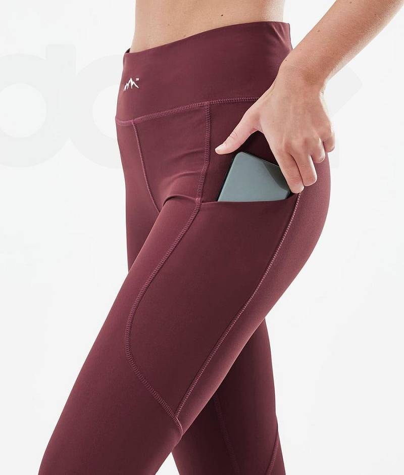 Burgundy Women's Dope Lofty Tech Leggings | India_D2004