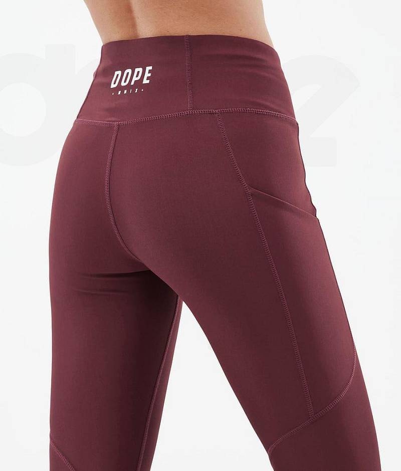 Burgundy Women's Dope Lofty Tech Leggings | India_D2004