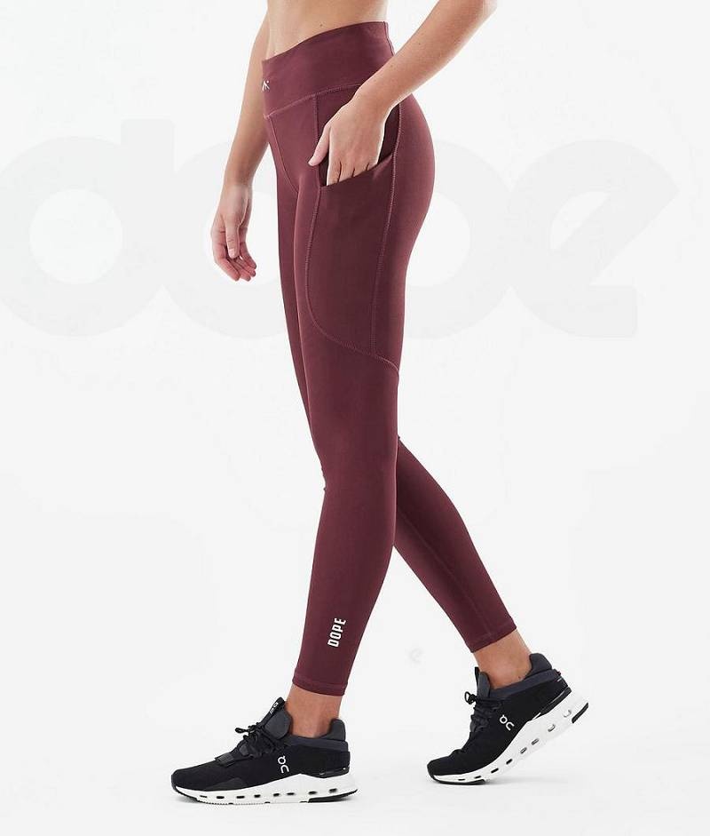 Burgundy Women\'s Dope Lofty Tech Leggings | India_D2004