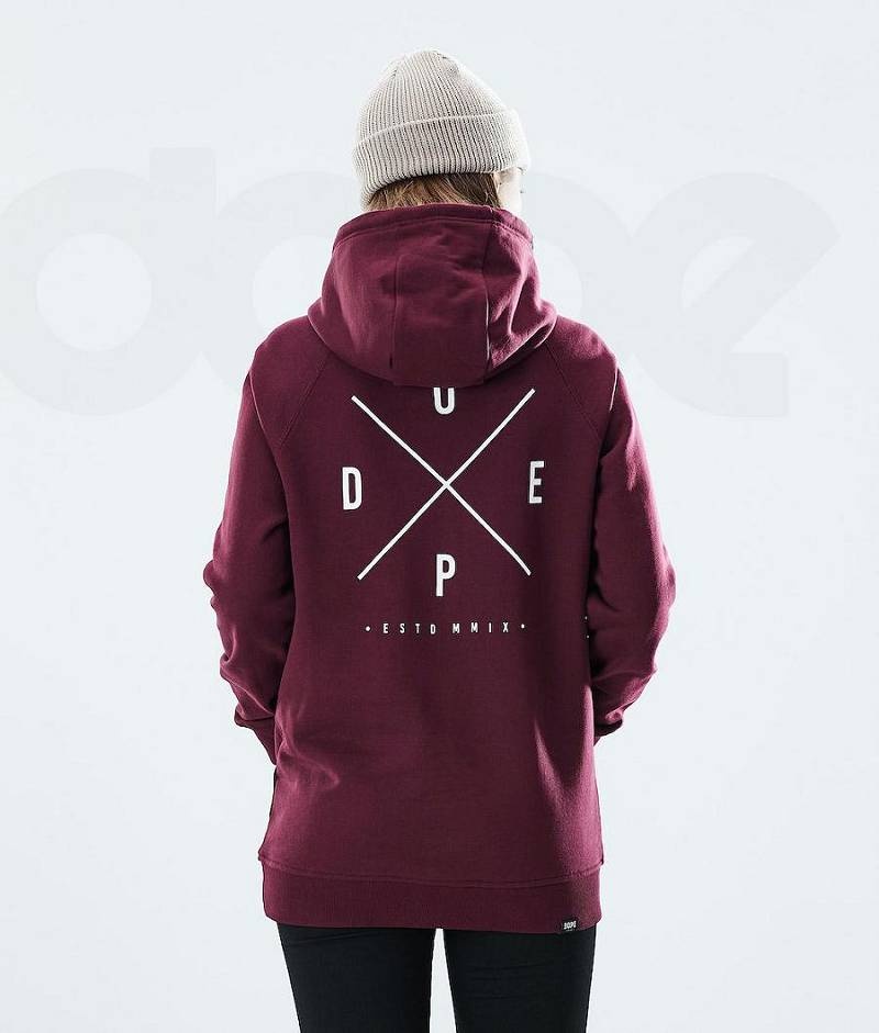 Burgundy Women's Dope Regular Hoodies | India_D2358