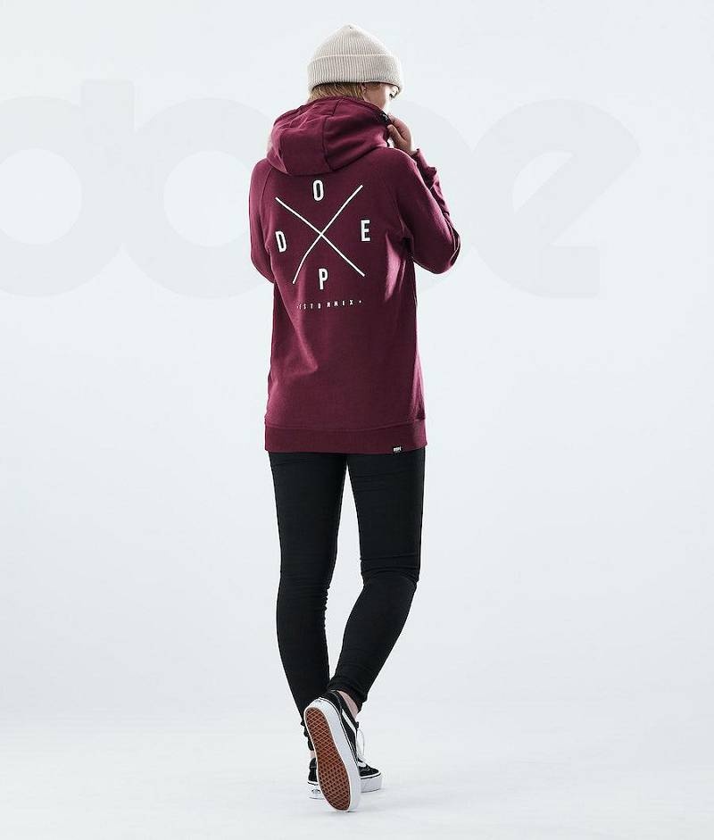 Burgundy Women's Dope Regular Hoodies | India_D2358