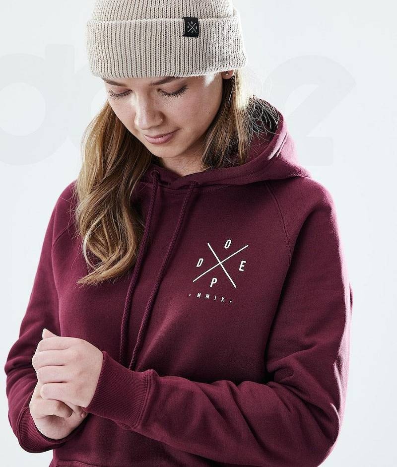 Burgundy Women's Dope Regular Hoodies | India_D2358