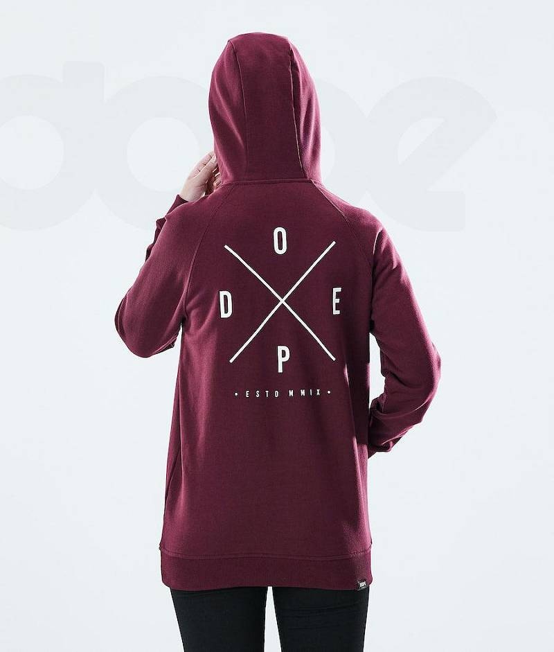 Burgundy Women's Dope Regular Hoodies | India_D2358