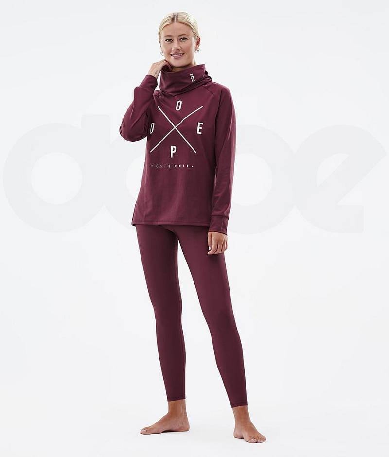 Burgundy Women's Dope Snuggle W Base Layer Tops | India_D1730