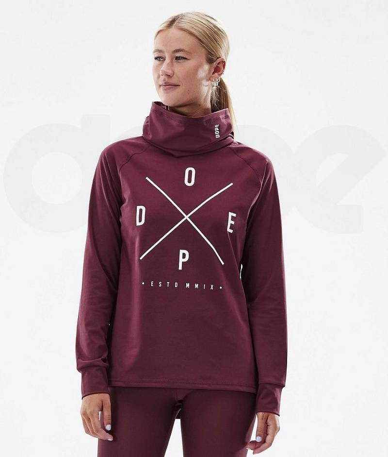 Burgundy Women\'s Dope Snuggle W Base Layer Tops | India_D1730