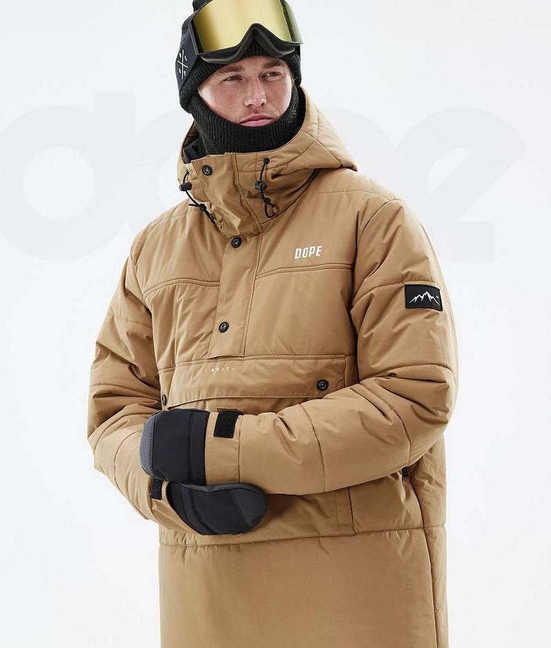 Gold Men's Dope Puffer Ski Jackets | India_D1436