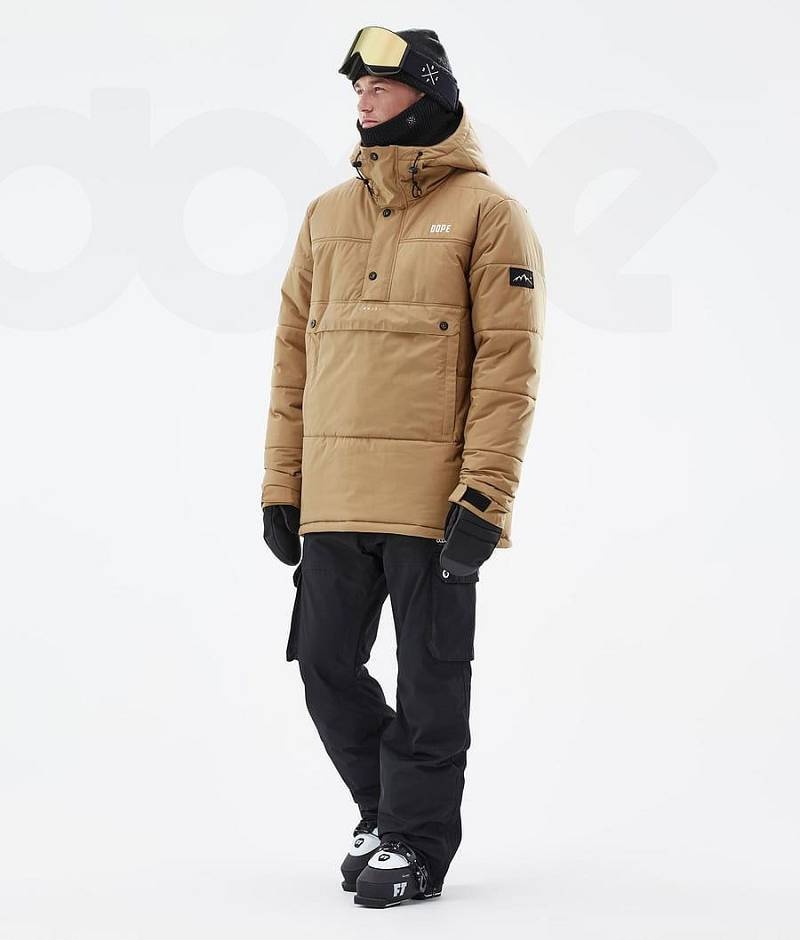 Gold Men's Dope Puffer Ski Jackets | India_D1436