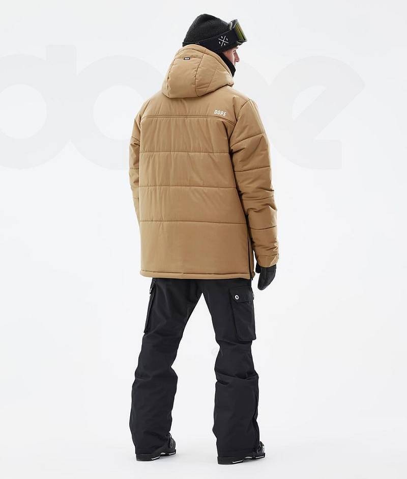 Gold Men's Dope Puffer Ski Jackets | India_D1436