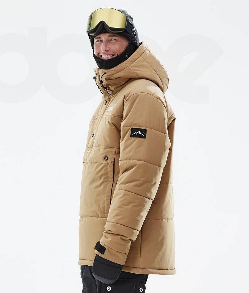 Gold Men's Dope Puffer Ski Jackets | India_D1436