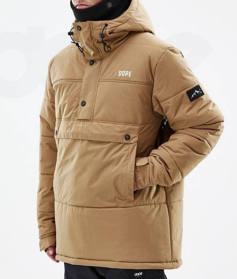 Gold Men's Dope Puffer Ski Jackets | India_D1436