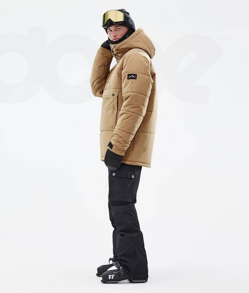 Gold Men's Dope Puffer Ski Jackets | India_D1436