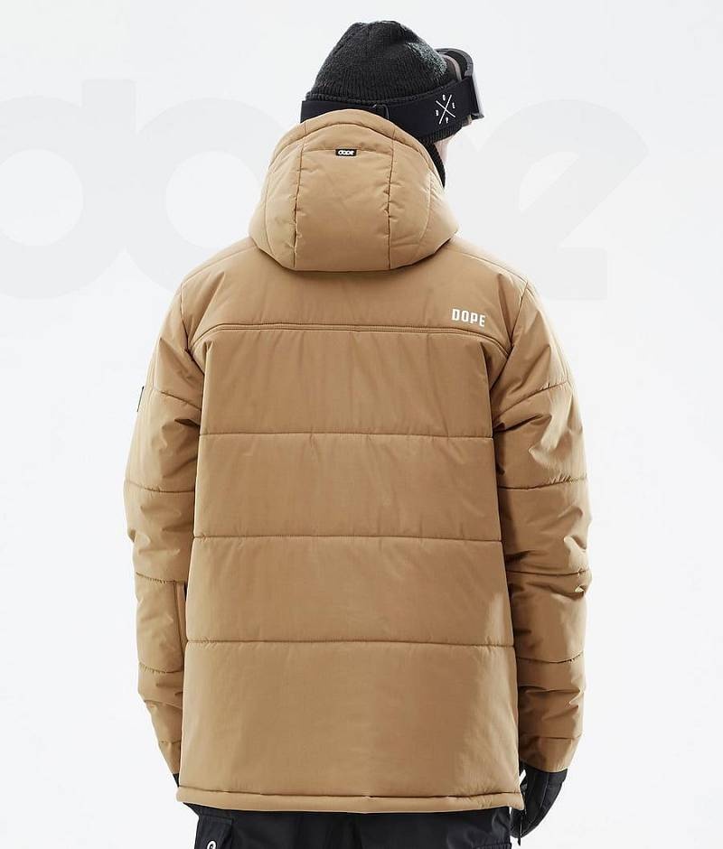 Gold Men's Dope Puffer Ski Jackets | India_D1436