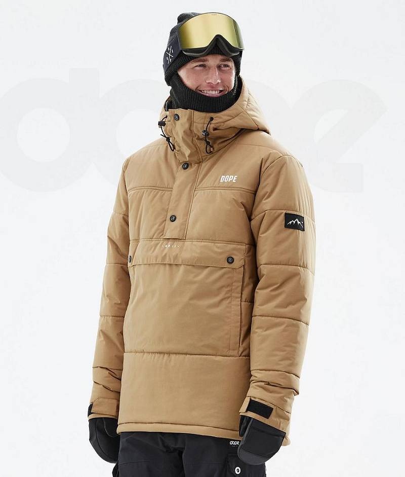 Gold Men\'s Dope Puffer Ski Jackets | India_D1436