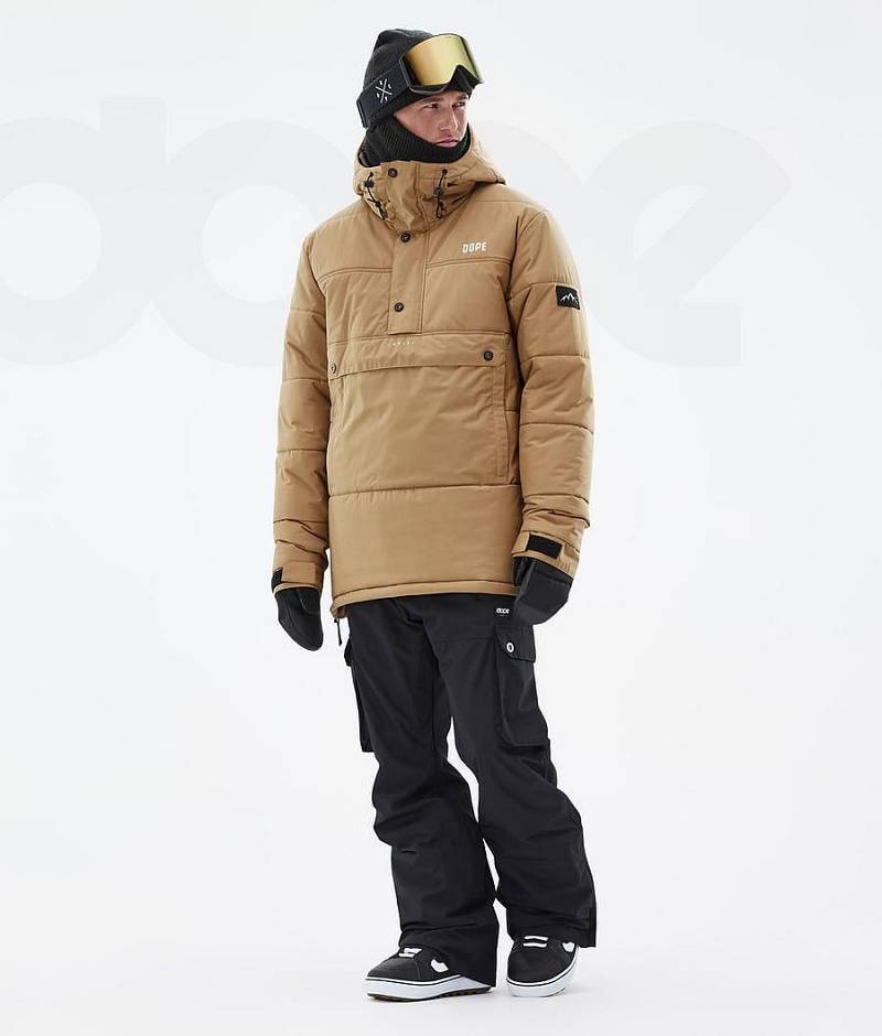 Gold Men's Dope Puffer Snowboard Jackets | India_D1966