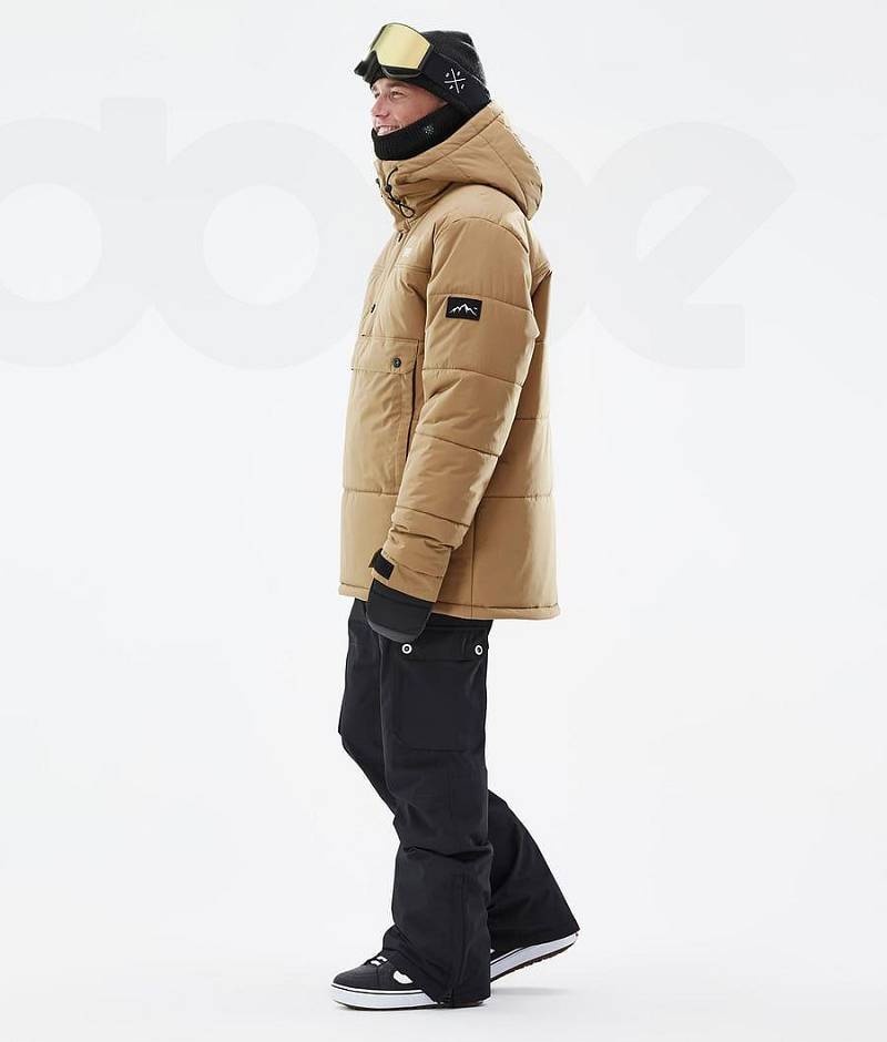 Gold Men's Dope Puffer Snowboard Jackets | India_D1966