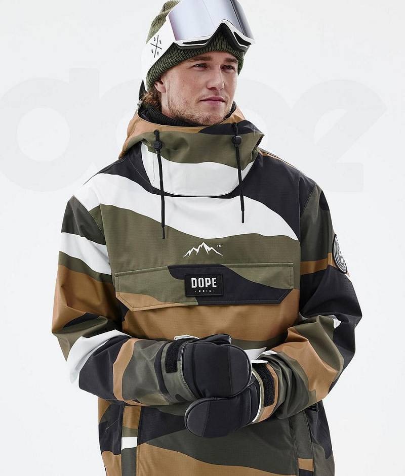 Gold Olive Men's Dope Blizzard Ski Jackets | India_D1368