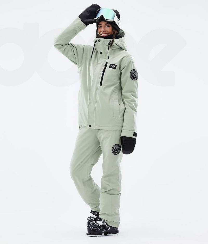 Green Women's Dope Blizzard W Full Zip Ski Jackets | India_D2195