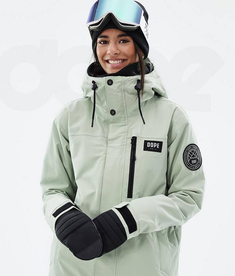 Green Women's Dope Blizzard W Full Zip Snowboard Jackets | India_D1856