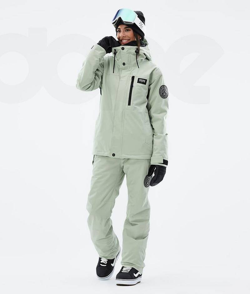 Green Women's Dope Blizzard W Full Zip Snowboard Jackets | India_D1856